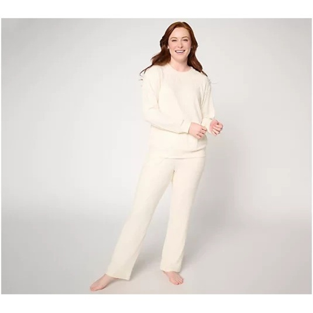 Berkshire Homewear Contrast Stitch Pullover and Pant Set Pearled Ivory, Medium